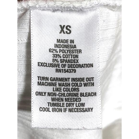 Aeropostale White Cropped Tank Top XS Henley Ribbed Ruffles Y2K Dainty Festival - Picture 7 of 7